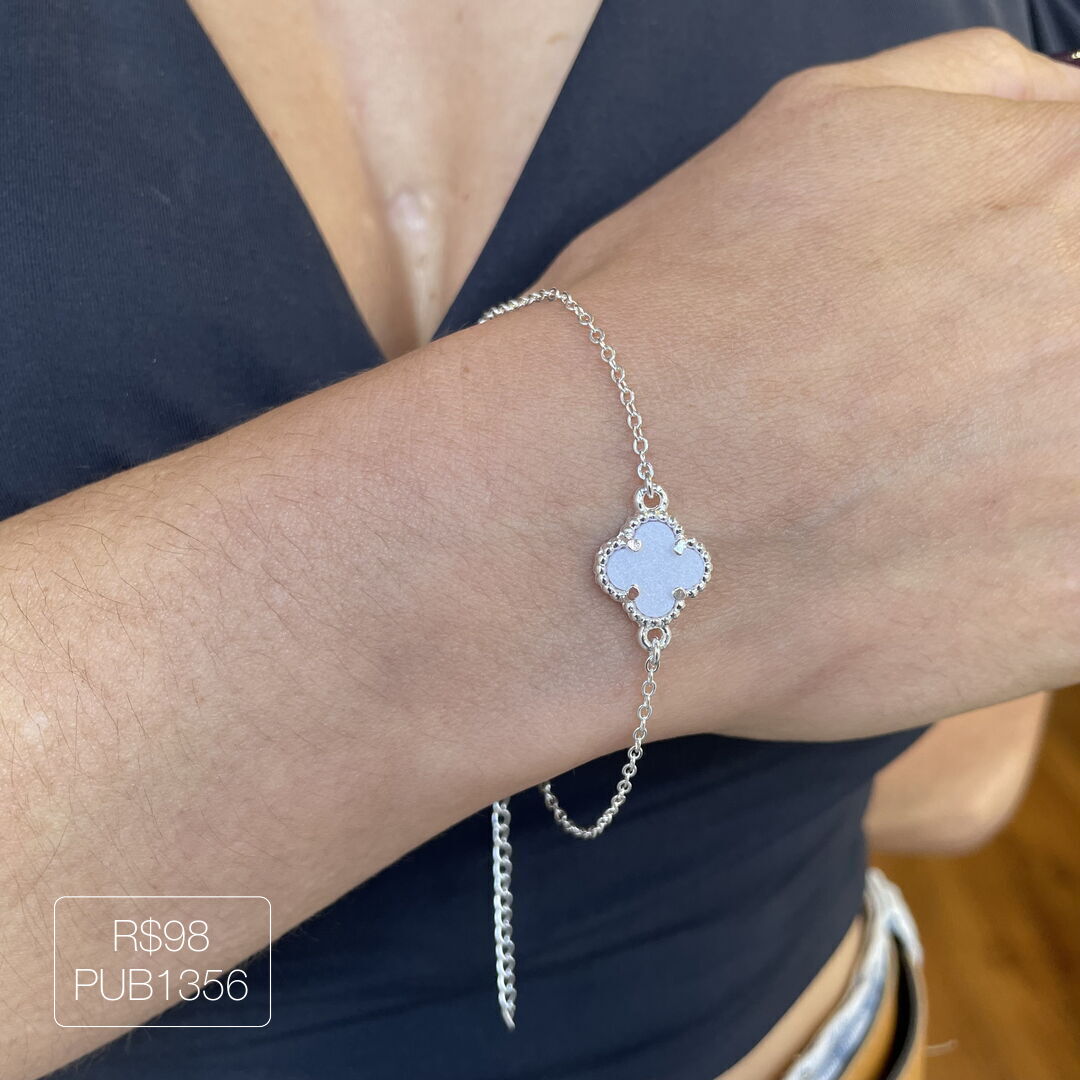 Pulseira V@n Cleef c/ 1 Pingente P Madre Prateado